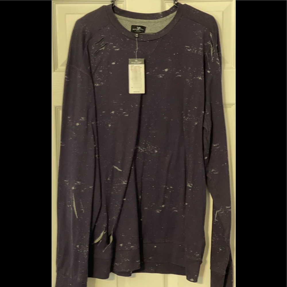 XL Purple Long Sleeve Ecko Unlimited Ripped Style Henley.